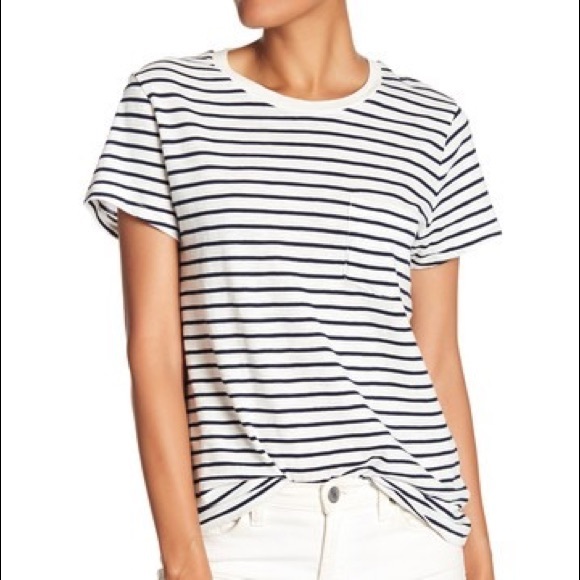 Madewell Tops - Madewell White Striped T-Shirt Madewell Tops - Madewell White Striped T-Shirt